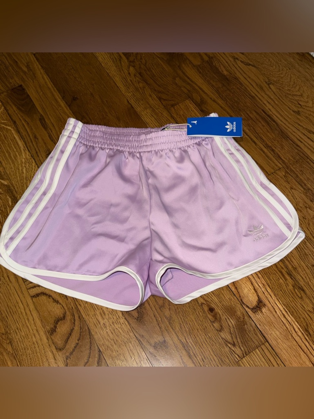 adidas Women’s Lilac 3-Stripe Athletic Shorts